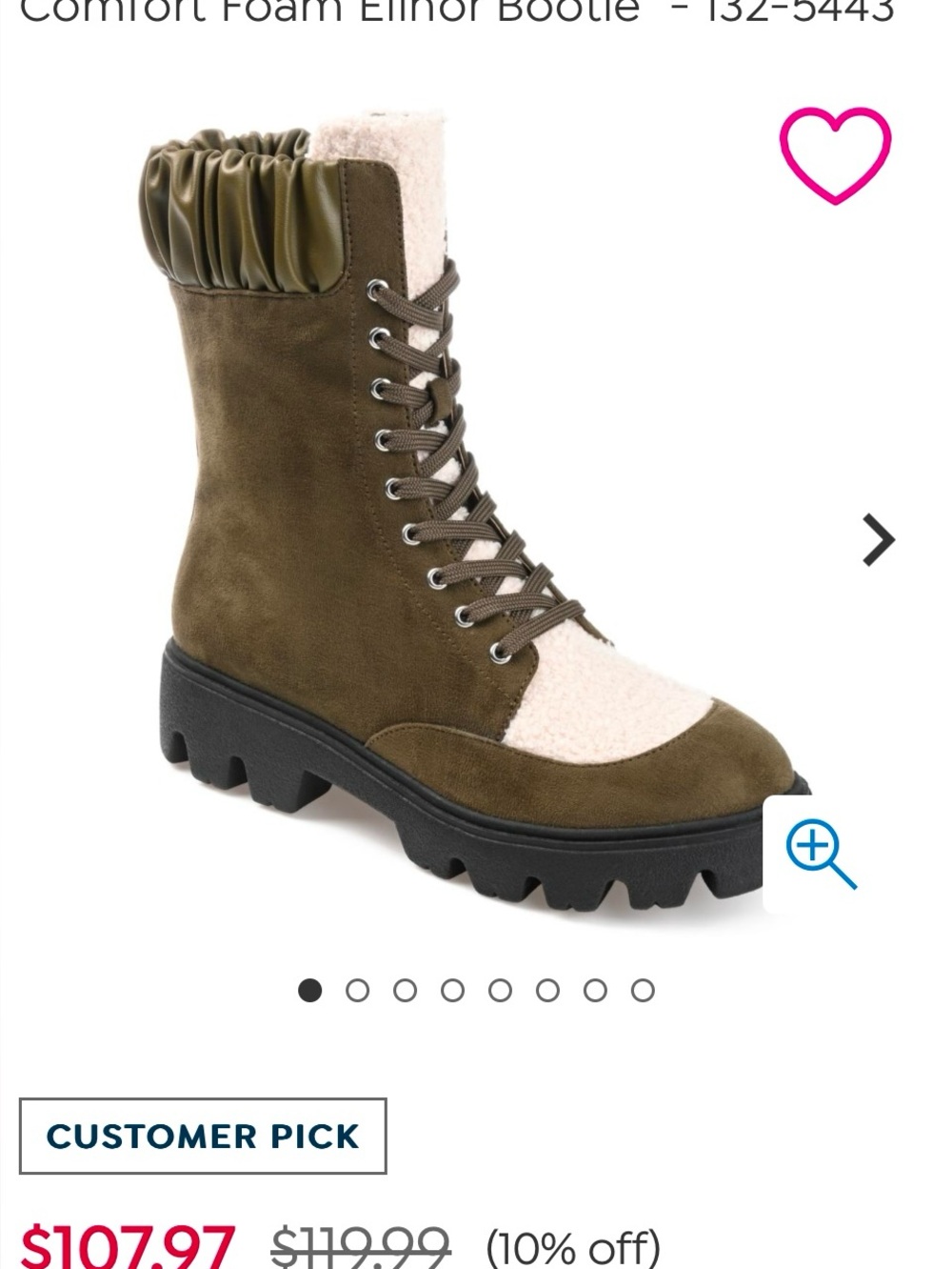 Comfort Foam Elinor Bootie - Olive Suede with Cream Sherpa 7.5